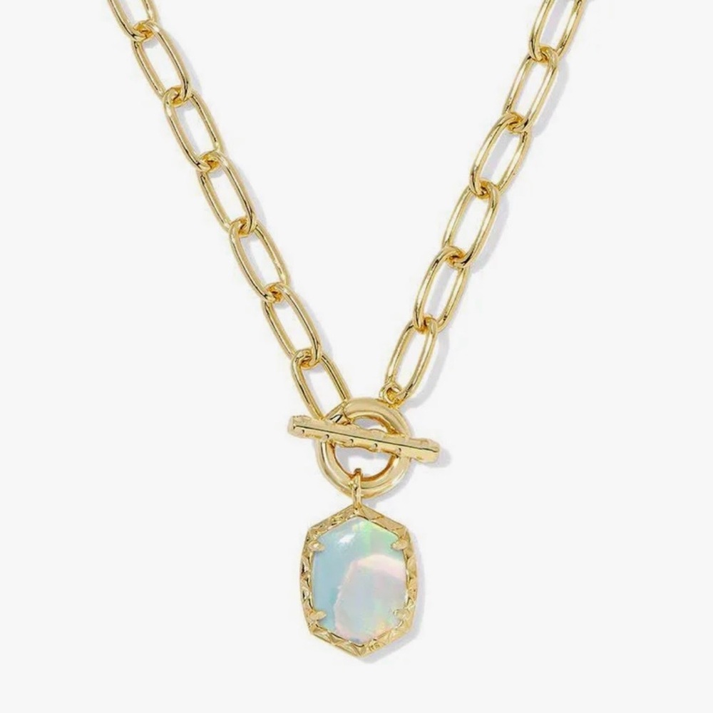 Kendra Scott Gold Necklace with Opal Pendant